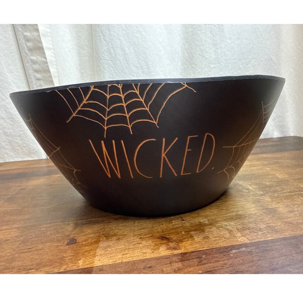 RaeDunn 2021 - Wicked - Halloween Serving Candy Big Bowl Melamine Black & Orange